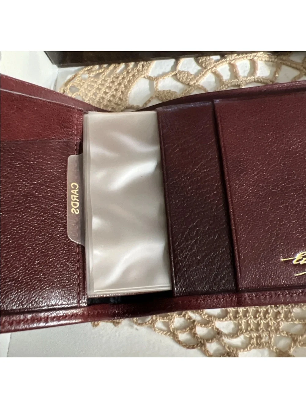 Vintage NOS Etienne Aigner Brown Leather Bifold Wallet 4x3 Credit Card Case, Box